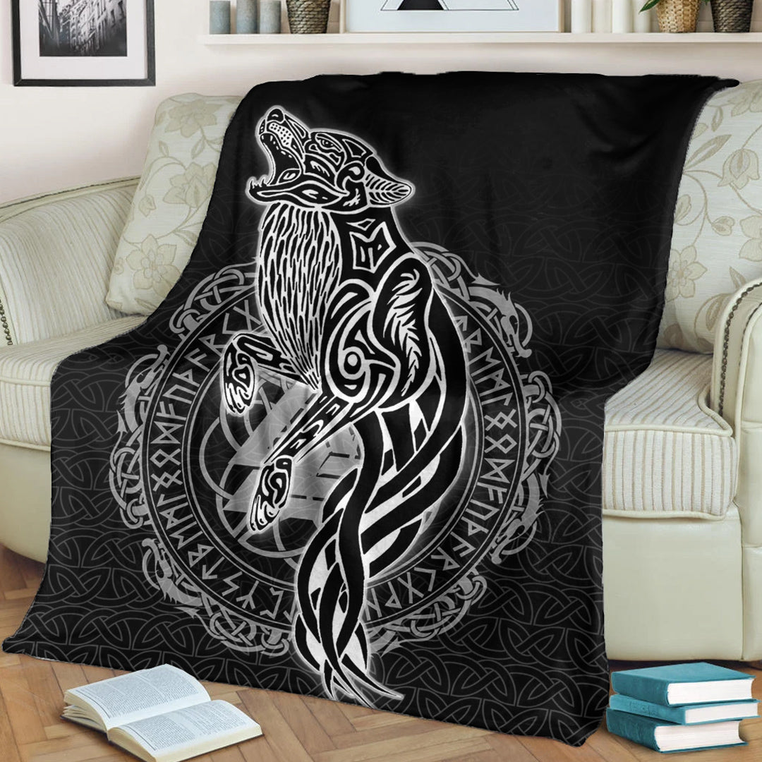 Viking Blanket Wolf Viking Sherpa Fleece Blanket Gifts for Viking Lovers