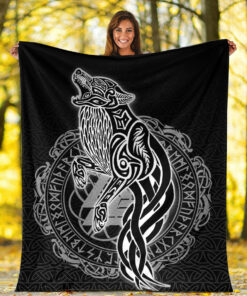 Viking Blanket Wolf Viking Sherpa Fleece Blanket Gifts for Viking Lovers