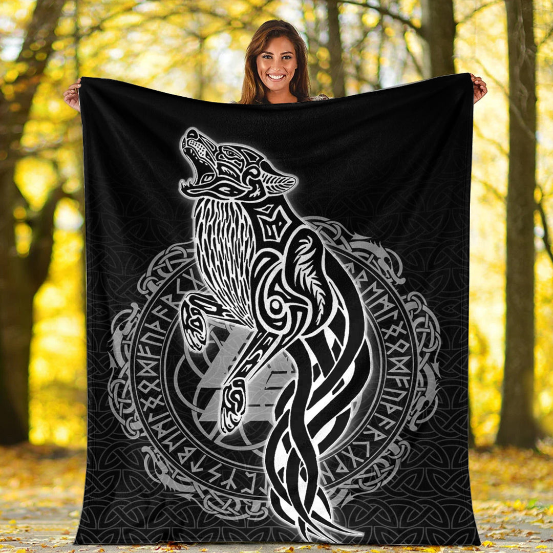 Viking Blanket Wolf Viking Sherpa Fleece Blanket Gifts for Viking Lovers