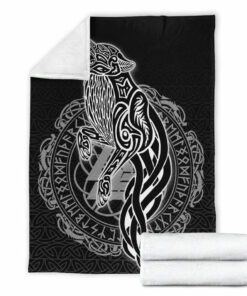 Viking Blanket Wolf Viking Sherpa Fleece Blanket Gifts for Viking Lovers