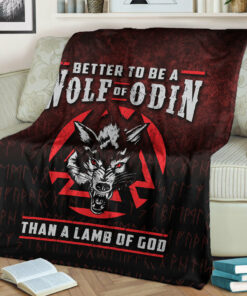 Viking Blanket with Quote Better To Be A Wolf Of Odin Than A Lamb Of God Sherpa Fleece Blanket Gifts for Viking Lovers