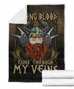 Viking Blood Run Through My Veins Sherpa Fleece Blanket Gifts for Viking Lovers