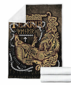 Viking Fenrir Ragnarok Viking Monster Wolf Sherpa Fleece Blanket Gifts for Viking Lovers