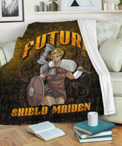 Viking Future Shield Maiden Sherpa Fleece Blanket Gifts for Viking Lovers