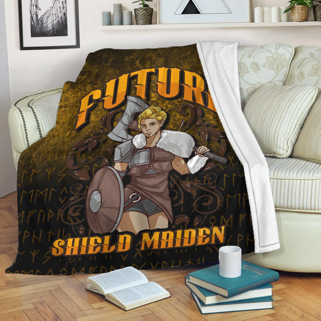 Viking Future Shield Maiden Sherpa Fleece Blanket Gifts for Viking Lovers