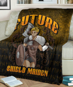 Viking Future Shield Maiden Sherpa Fleece Blanket Gifts for Viking Lovers