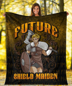 Viking Future Shield Maiden Sherpa Fleece Blanket Gifts for Viking Lovers