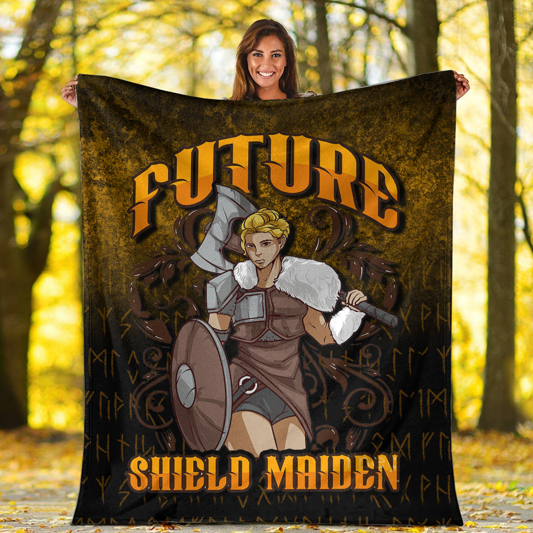 Viking Future Shield Maiden Sherpa Fleece Blanket Gifts for Viking Lovers