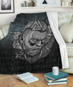 Viking Norse Style Blanket Victory or Valhalla Warrior Sherpa Fleece Blanket Gifts for Viking Lovers