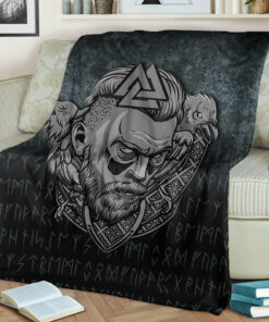 Viking Norse Style Blanket Victory or Valhalla Warrior Sherpa Fleece Blanket Gifts for Viking Lovers