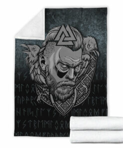 Viking Norse Style Blanket Victory or Valhalla Warrior Sherpa Fleece Blanket Gifts for Viking Lovers