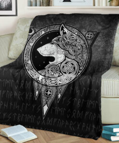 Viking Norse Wolf Sherpa Fleece Blanket Gifts for Viking Lovers