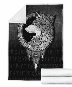 Viking Norse Wolf Sherpa Fleece Blanket Gifts for Viking Lovers