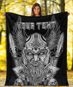 Viking Odin And Raven Red Viking Homeset Sherpa Fleece Blanket Gifts for Viking Lovers