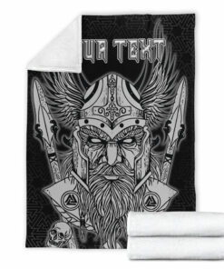 Viking Odin And Raven Red Viking Homeset Sherpa Fleece Blanket Gifts for Viking Lovers