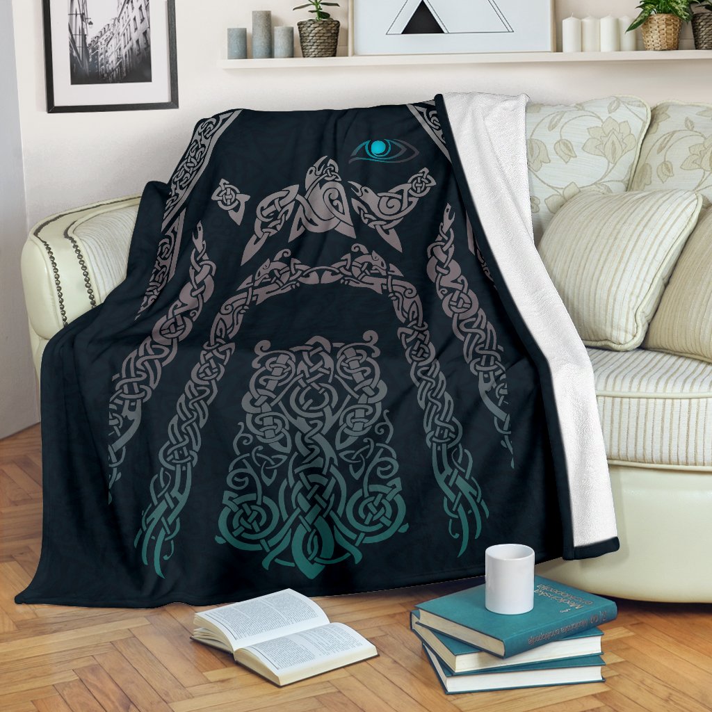Viking OdinWotan Sherpa Fleece Blanket Gifts for Viking Lovers