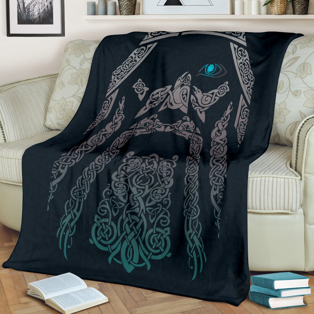 Viking OdinWotan Sherpa Fleece Blanket Gifts for Viking Lovers