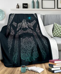 Viking OdinWotan Sherpa Fleece Blanket Gifts for Viking Lovers