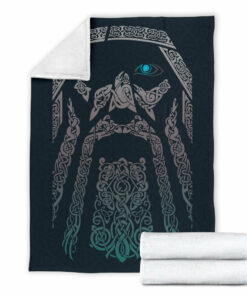 Viking OdinWotan Sherpa Fleece Blanket Gifts for Viking Lovers