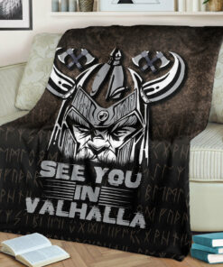 Viking See You In Valhalla Sherpa Fleece Blanket Gifts for Viking Lovers