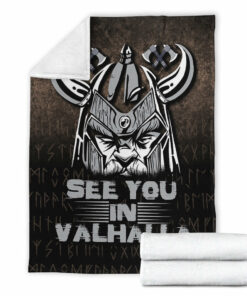 Viking See You In Valhalla Sherpa Fleece Blanket Gifts for Viking Lovers