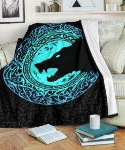 Viking Sherpa Fleece Blanket Gifts for Viking Lovers Fenrir Norse Wolf