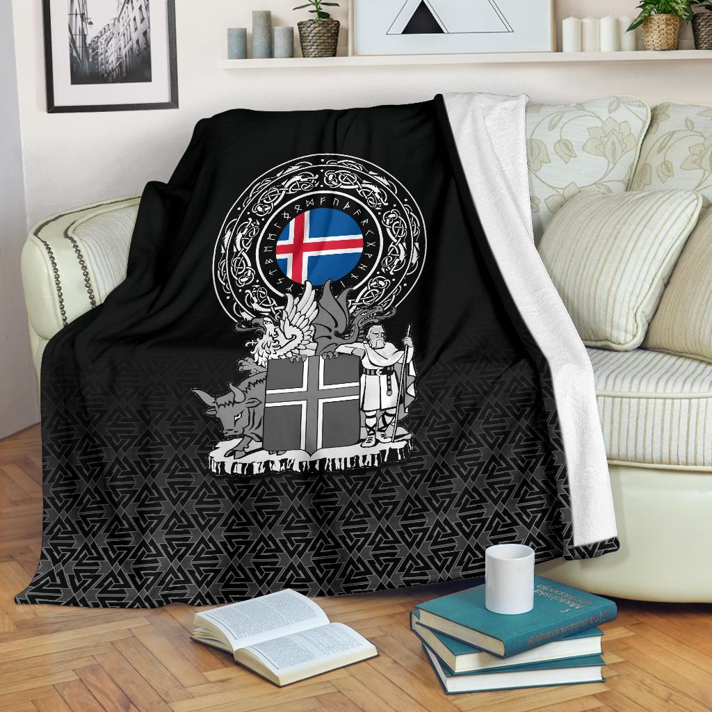 Viking Sherpa Fleece Blanket Gifts for Viking Lovers Iceland Coat Of Arms