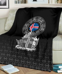 Viking Sherpa Fleece Blanket Gifts for Viking Lovers Iceland Coat Of Arms