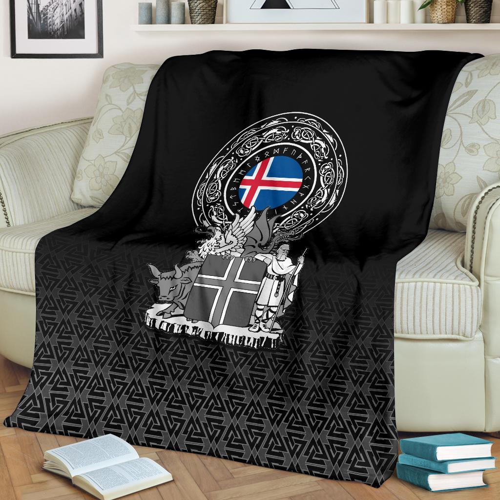 Viking Sherpa Fleece Blanket Gifts for Viking Lovers Iceland Coat Of Arms
