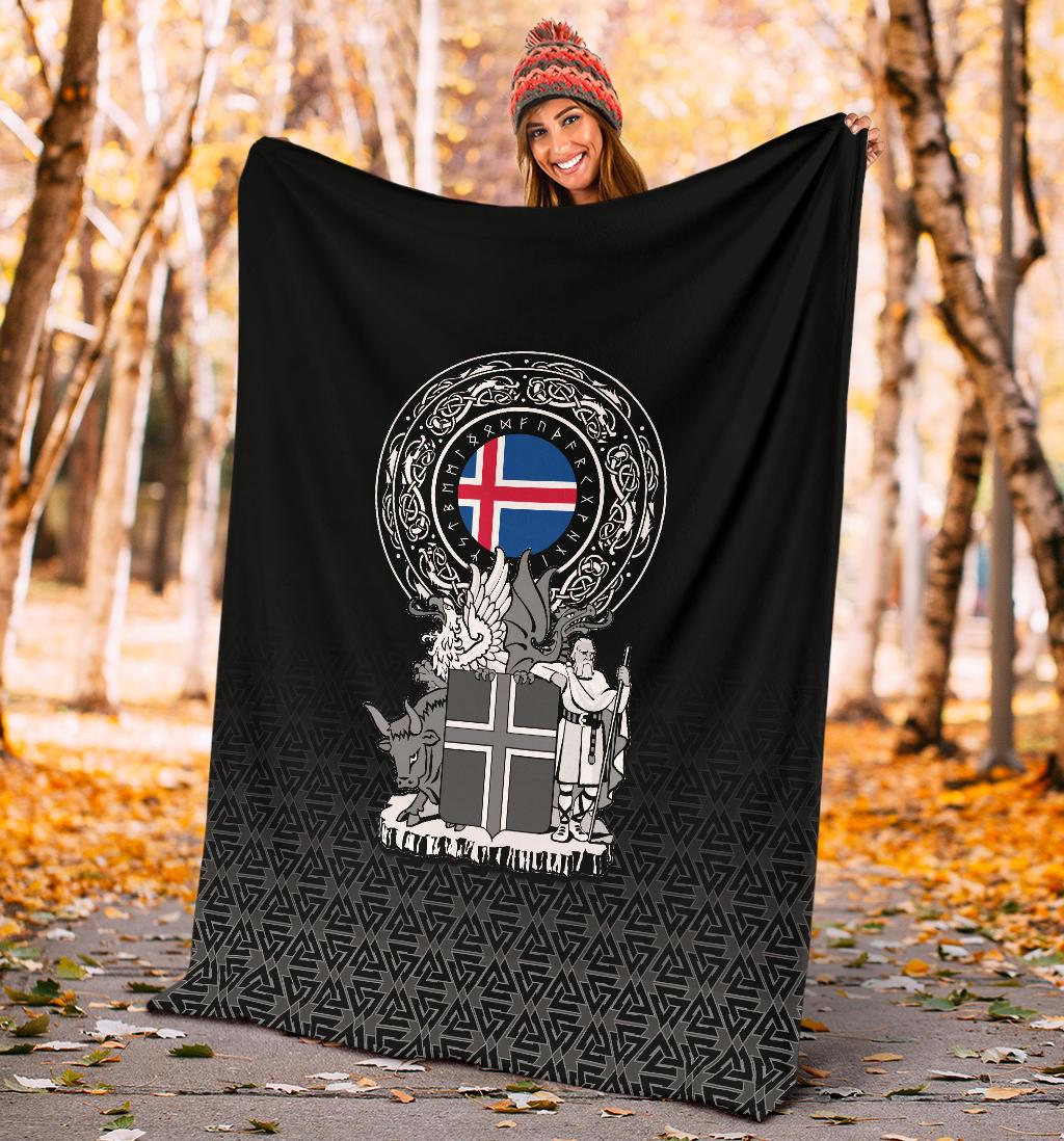Viking Sherpa Fleece Blanket Gifts for Viking Lovers Iceland Coat Of Arms