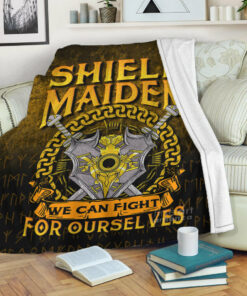 Viking Shield Maiden We Can Fight For Ourselves Sherpa Fleece Blanket Gifts for Viking Lovers