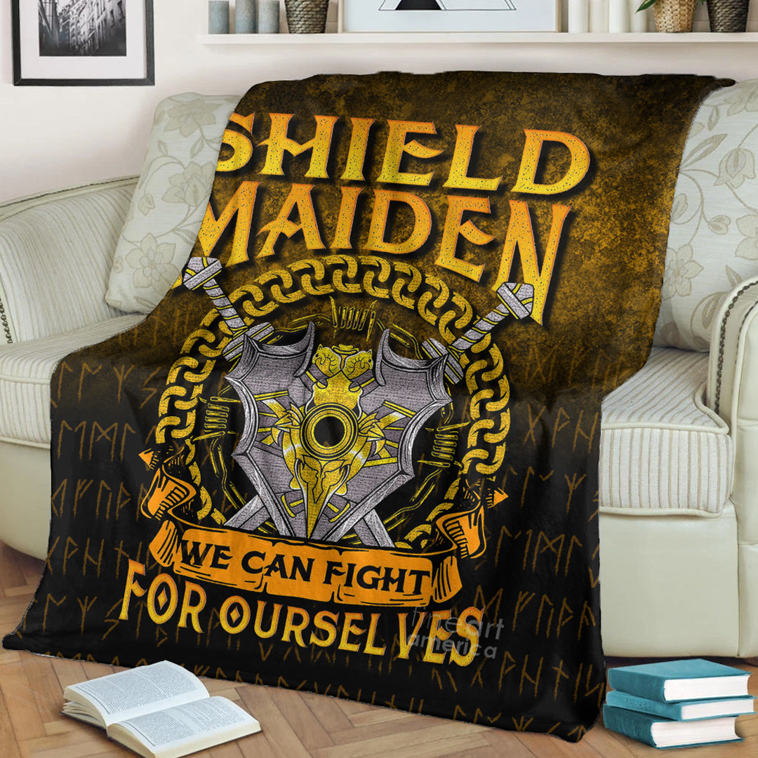 Viking Shield Maiden We Can Fight For Ourselves Sherpa Fleece Blanket Gifts for Viking Lovers