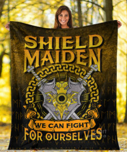 Viking Shield Maiden We Can Fight For Ourselves Sherpa Fleece Blanket Gifts for Viking Lovers