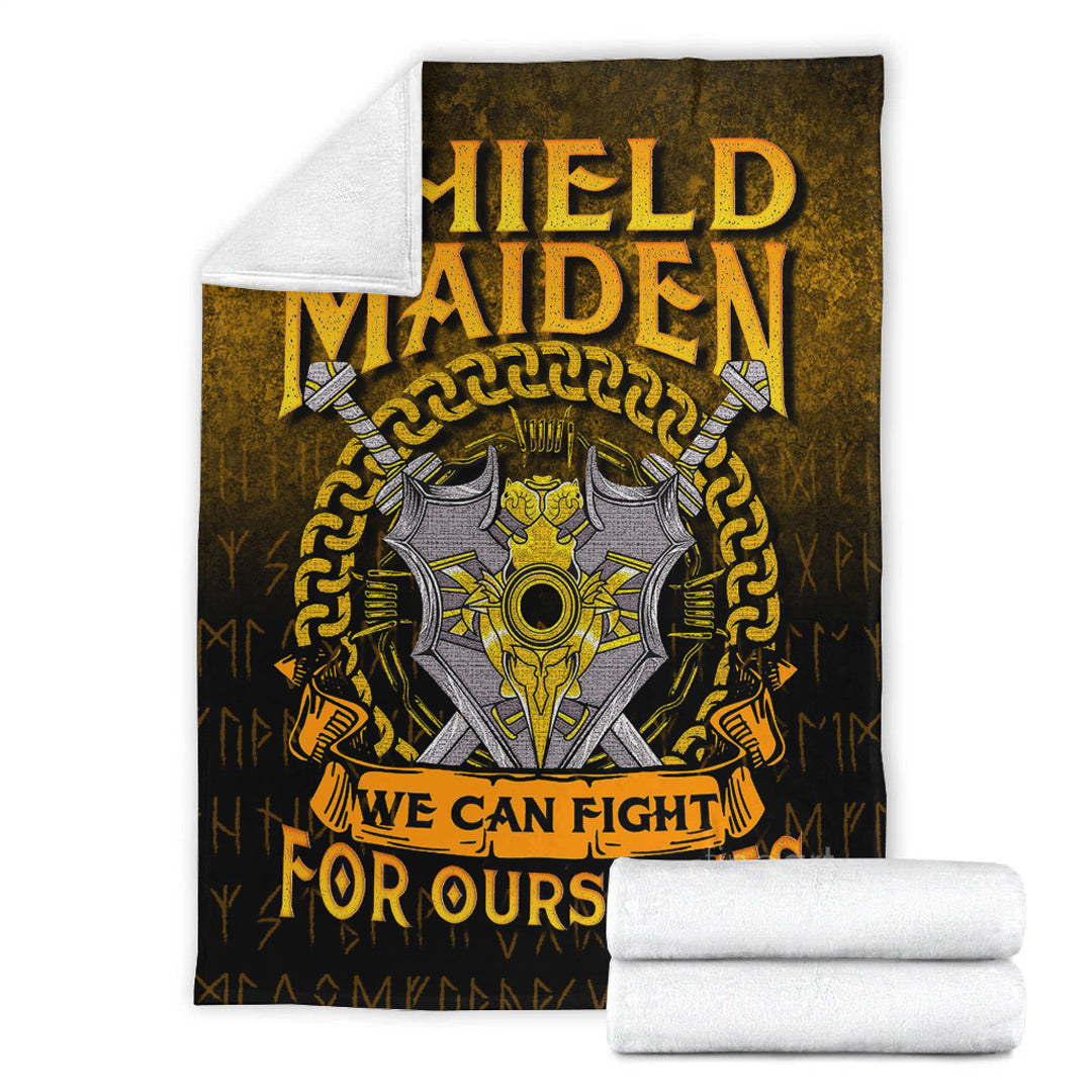 Viking Shield Maiden We Can Fight For Ourselves Sherpa Fleece Blanket Gifts for Viking Lovers