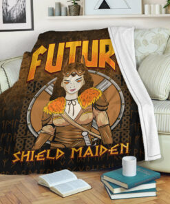Viking ShieldMaiden Sherpa Fleece Blanket Gifts for Viking Lovers