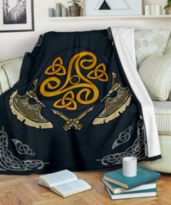 Viking Style Axe Sherpa Fleece Blanket Gifts for Viking Lovers