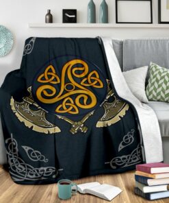 Viking Style Axe Sherpa Fleece Blanket Gifts for Viking Lovers