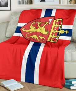 Viking Style Norway Sherpa Fleece Blanket Gifts for Viking Lovers