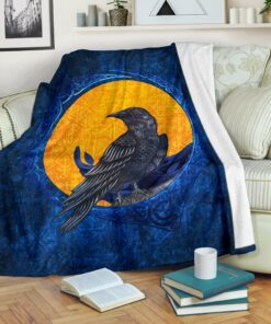 Viking Style Raven and Moon Blanket