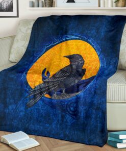 Viking Style Raven and Moon Blanket