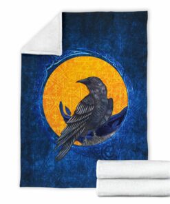 Viking Style Raven and Moon Blanket