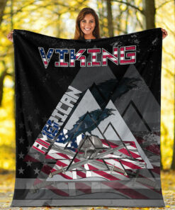Viking Style Sherpa Fleece Blanket Gifts for Viking Lovers American Viking Sherpa Fleece Blanket Gifts for Viking Lovers