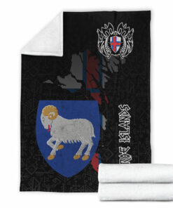 Viking Style Sherpa Fleece Blanket Gifts for Viking Lovers Faroe Island Sherpa Fleece Blanket Gifts for Viking Lovers