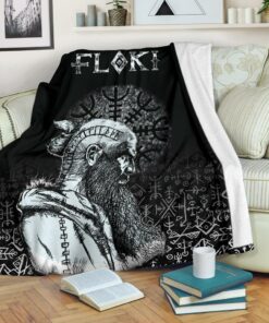 Viking Style Sherpa Fleece Blanket Gifts for Viking Lovers Floki