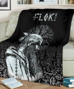 Viking Style Sherpa Fleece Blanket Gifts for Viking Lovers Floki