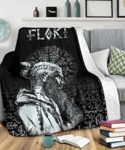 Viking Style Sherpa Fleece Blanket Gifts for Viking Lovers Floki