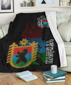 Viking Style Sherpa Fleece Blanket Gifts for Viking Lovers Karelia Sherpa Fleece Blanket Gifts for Viking Lovers