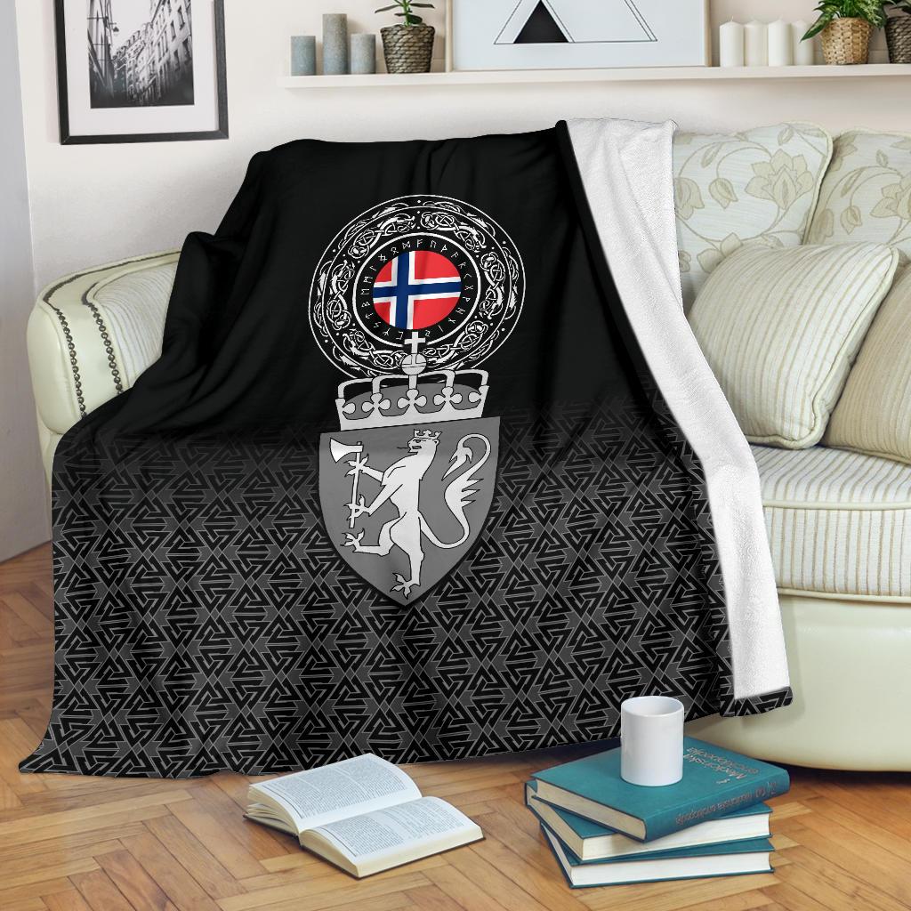 Viking Style Sherpa Fleece Blanket Gifts for Viking Lovers Norway Coat Of Arms