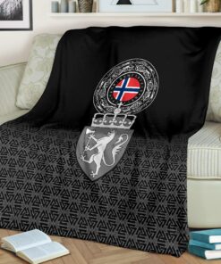 Viking Style Sherpa Fleece Blanket Gifts for Viking Lovers Norway Coat Of Arms