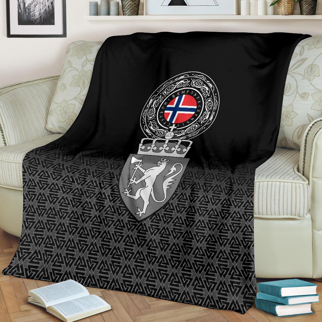 Viking Style Sherpa Fleece Blanket Gifts for Viking Lovers Norway Coat Of Arms